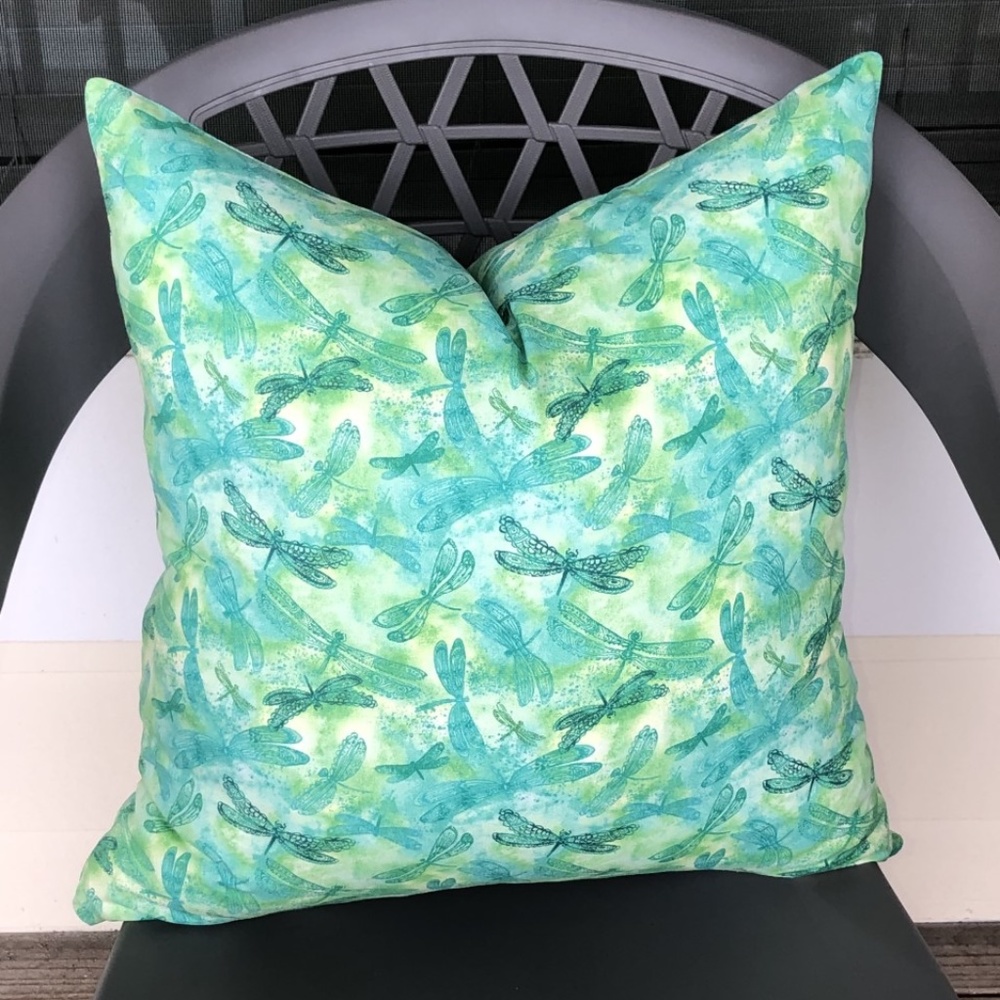 Green and Blue Dragonfly Pillow Cover